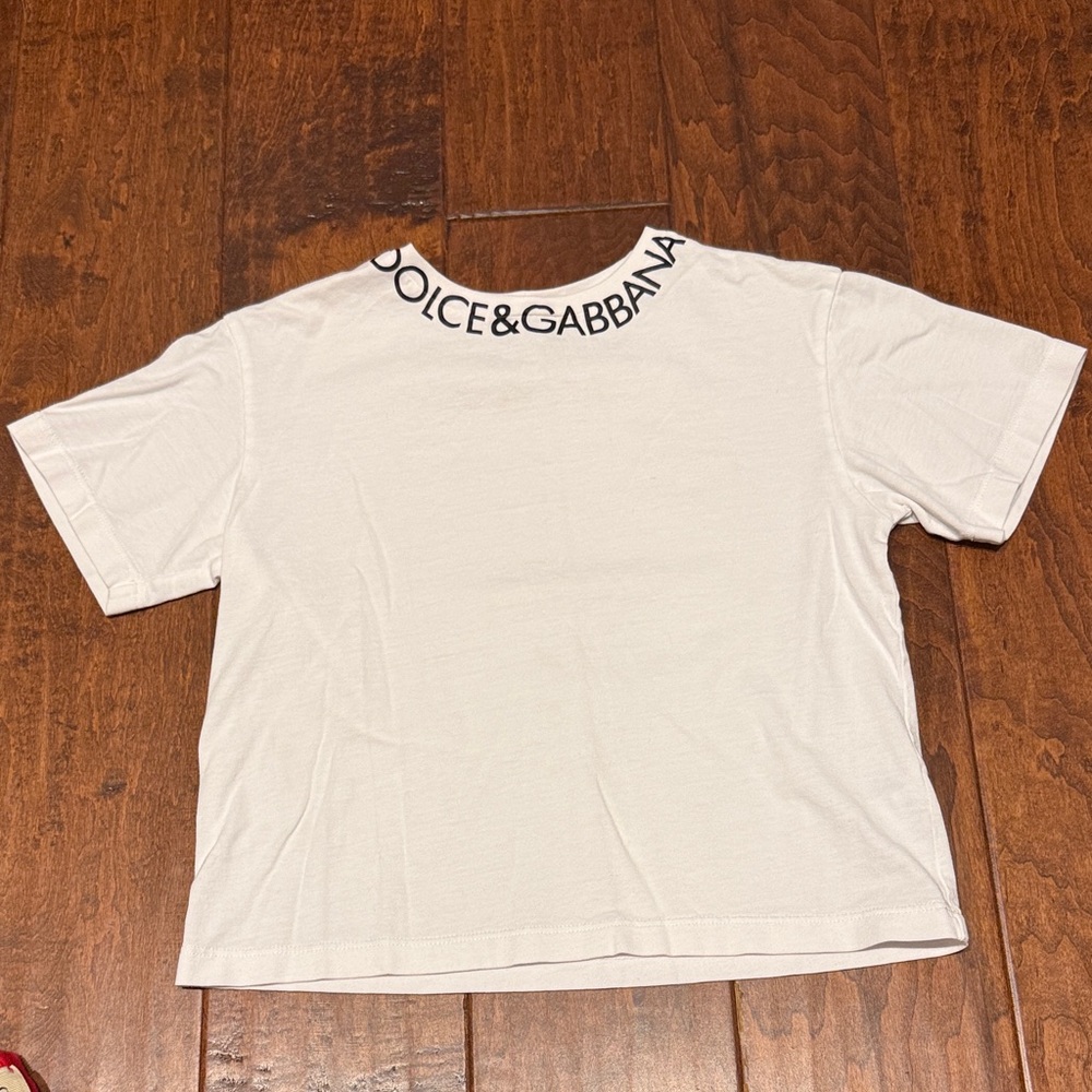 Dolce & Gabbana Cream Logo Collar Tee
